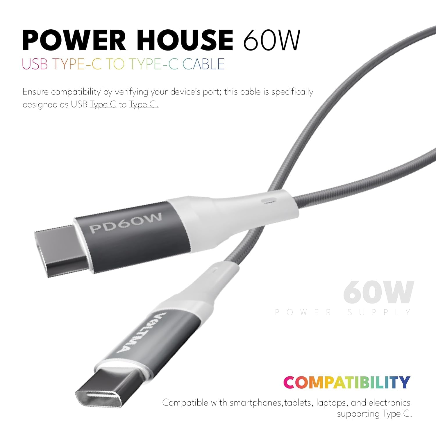 Cable de Carga USB C Voltma Premium 60W