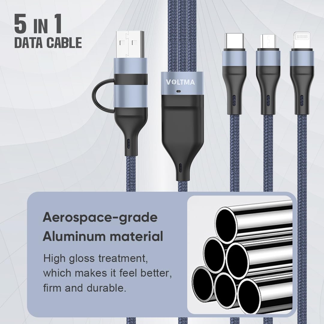 Cable Cargador Múltiple Voltma, Cable de Carga Rápida 5 en 1