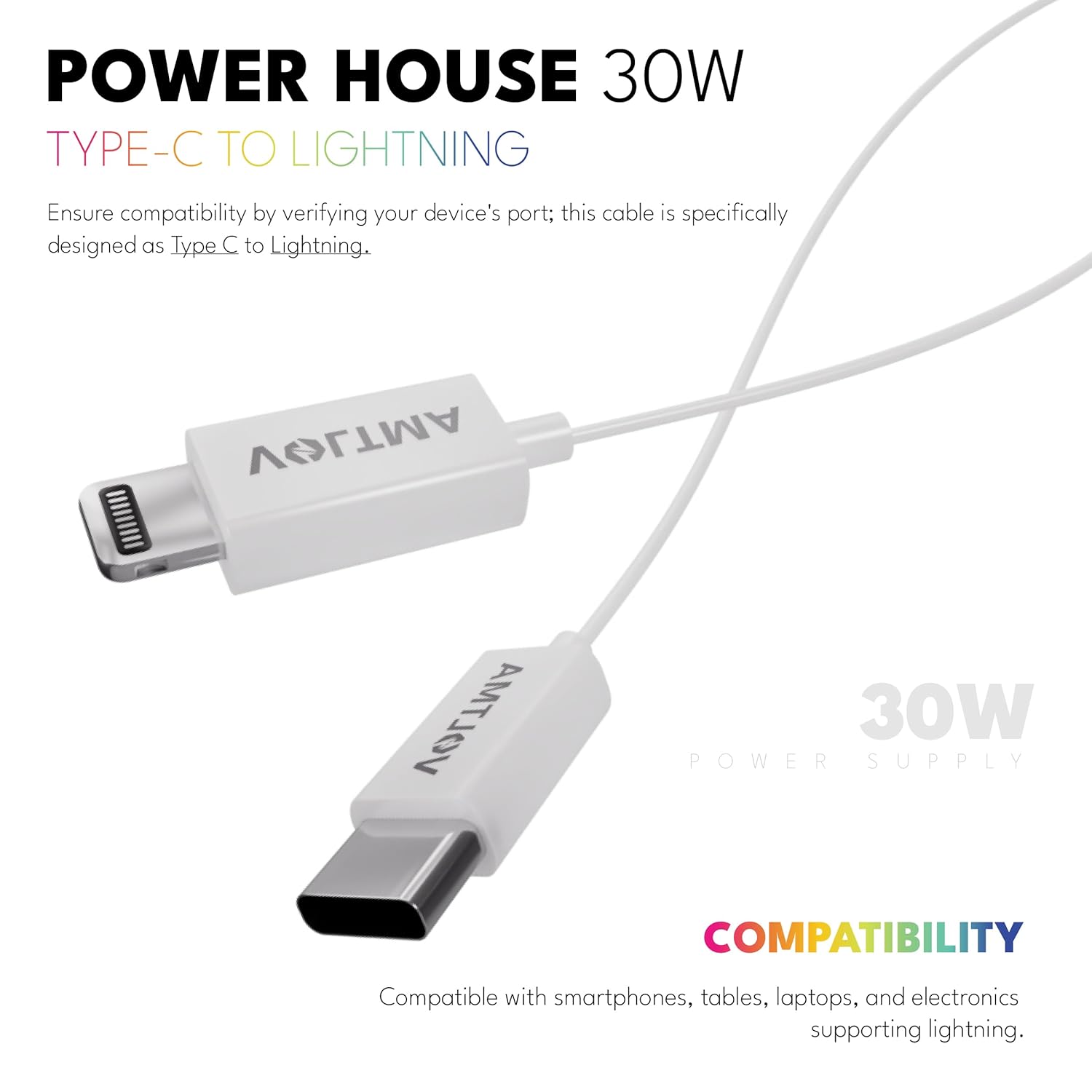 Cable Lightning USB Voltma - Cable de Silicona USB C a Lightning, 30W